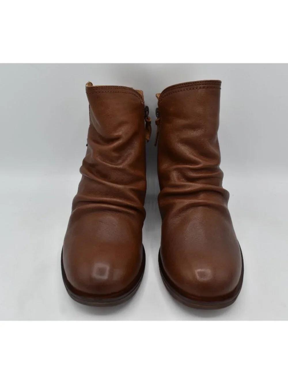 Sofft Womens Size 7 Brookdale Root Brown Leather Buckle‎ Zip Ruched Boots Shoes